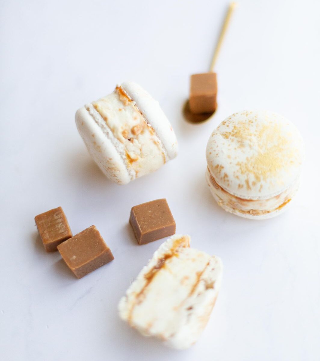 Fudge Cheesecake Macaron Ice Cream Sandwiches