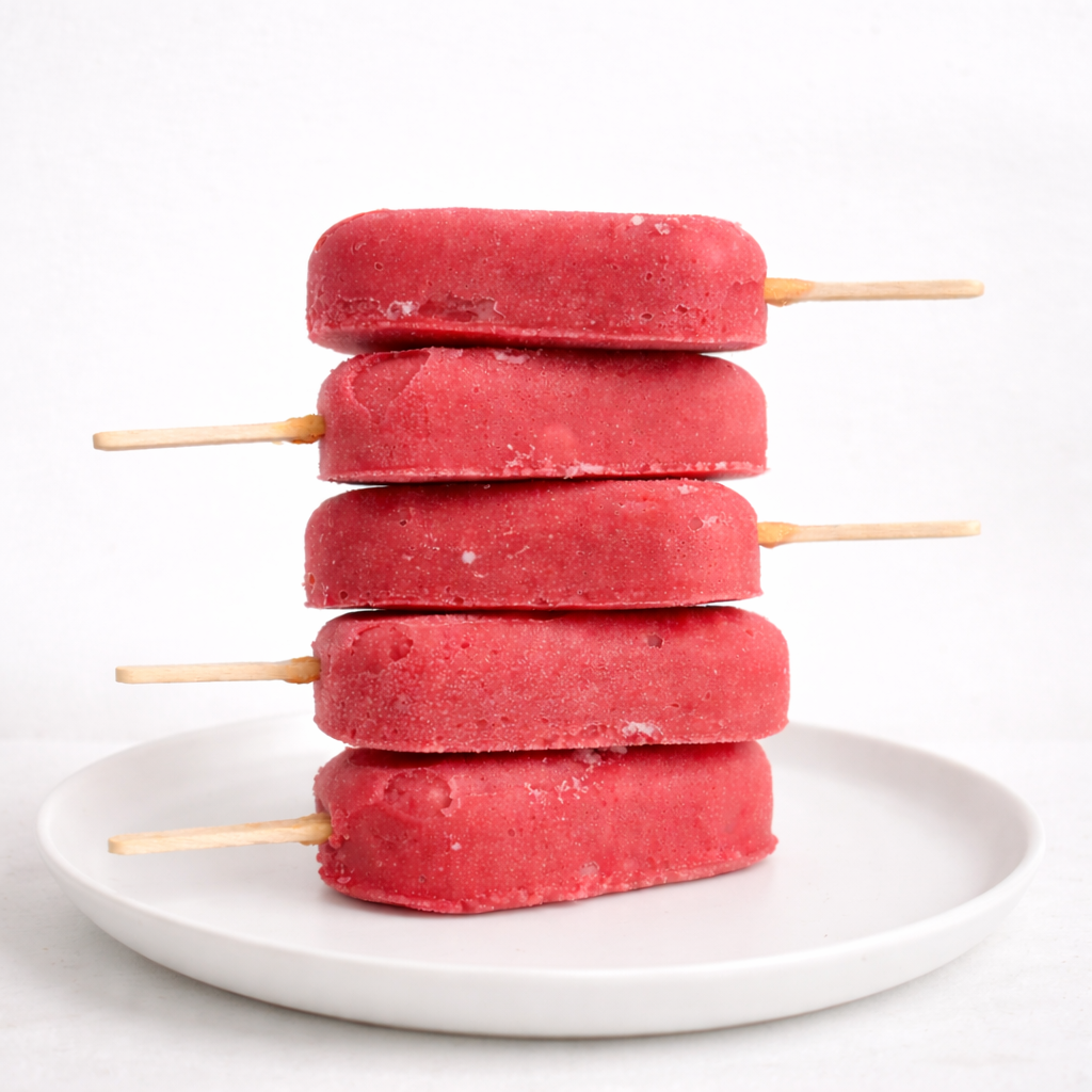 Strawberry Sorbet Popsicles